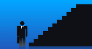 Businessperson and Ascending Stairs